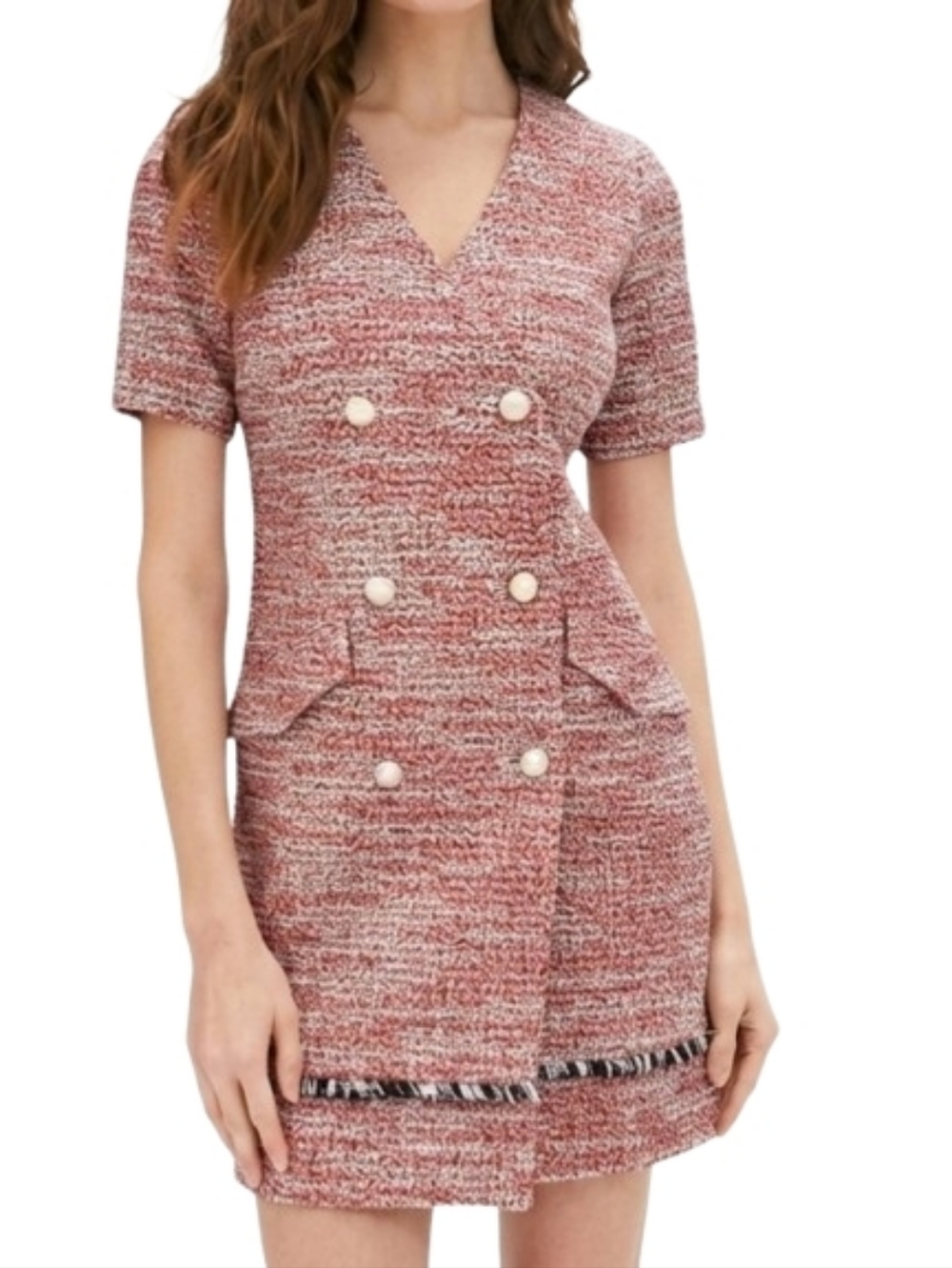 CLAUDIE PIERLOT Tweed Boucle Button Front Dress